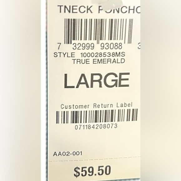 NWT Alfani Women’s Sz Large Turtle Neck Poncho - Picture 3 of 3